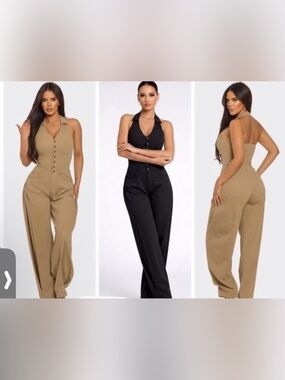 Tailored Black Halter-Collar Jumpsuit